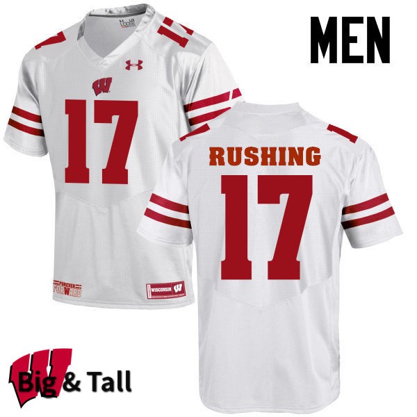 Wisconsin Badgers Men's #17 George Rushing NCAA Under Armour Authentic White Big & Tall College Stitched Football Jersey YY40N11KO